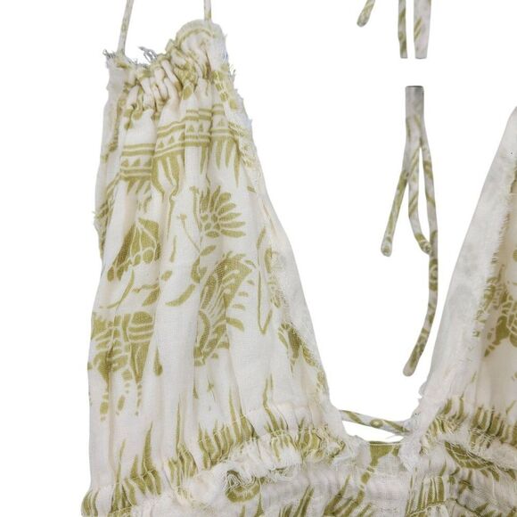 Free People Womens Boho Maxi Dress Halter Open Back Tiered Sz XS Green Cotton - Picture 6 of 16